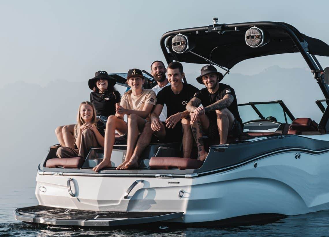 Mastercraft Offaxis team 2025 on a Mastercraft boat