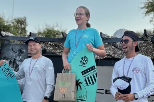 Mathieu Perren on the wakesurf European podium in Doussard